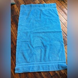 Vintage Ralph Lauren Home Blue Bath Towel Pink Pony Logo 100% Cotton made in USA